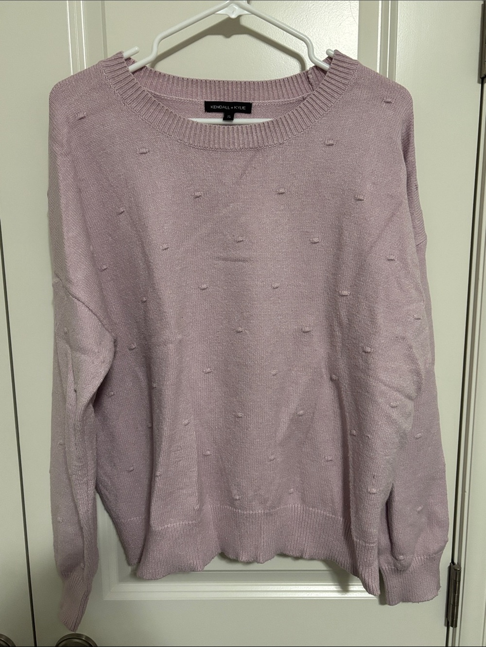 Kendall & Kylie Lilac Dot-Textured Crewneck Sweater